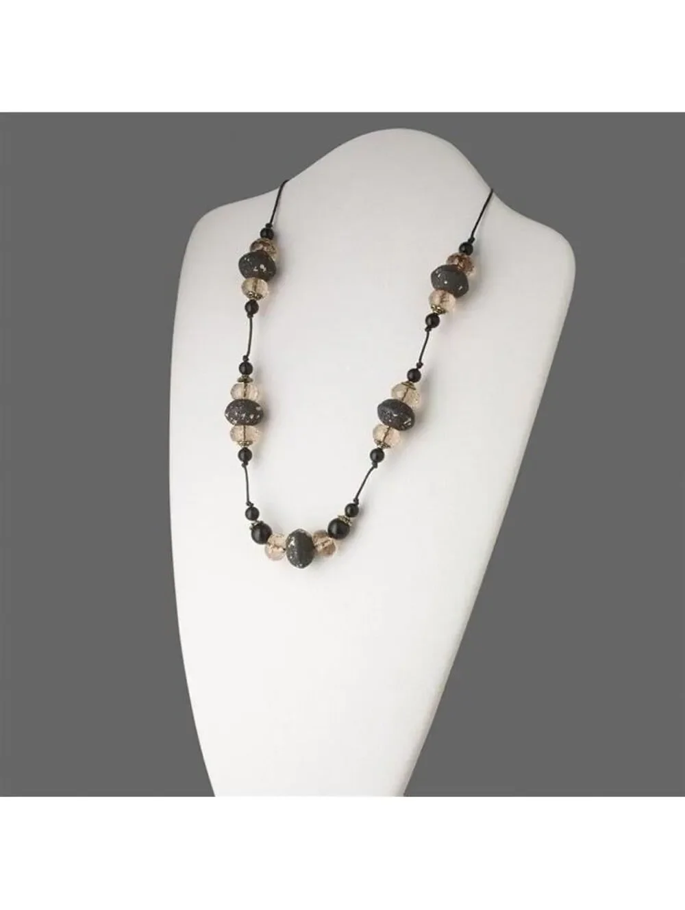 Y2K 90s Mixed Media Grey Champagne Black Beaded 24